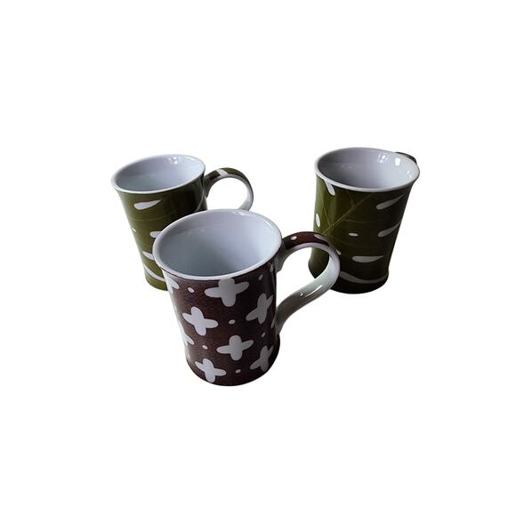 ROSANNA COLLECTION Red Green Latte Cappuccino Coffee Mugs Set of 3 - Picture 1 of 7